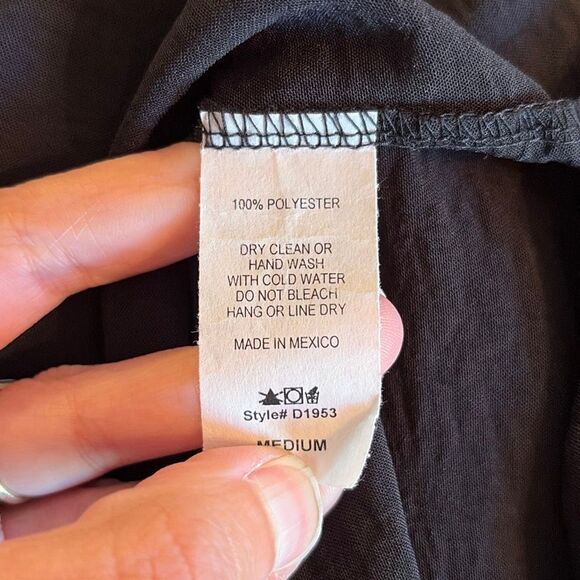 NWT Mittoshop Black Long Sleeve Ruffle Collar Shift Dress Medium - Picture 7 of 7